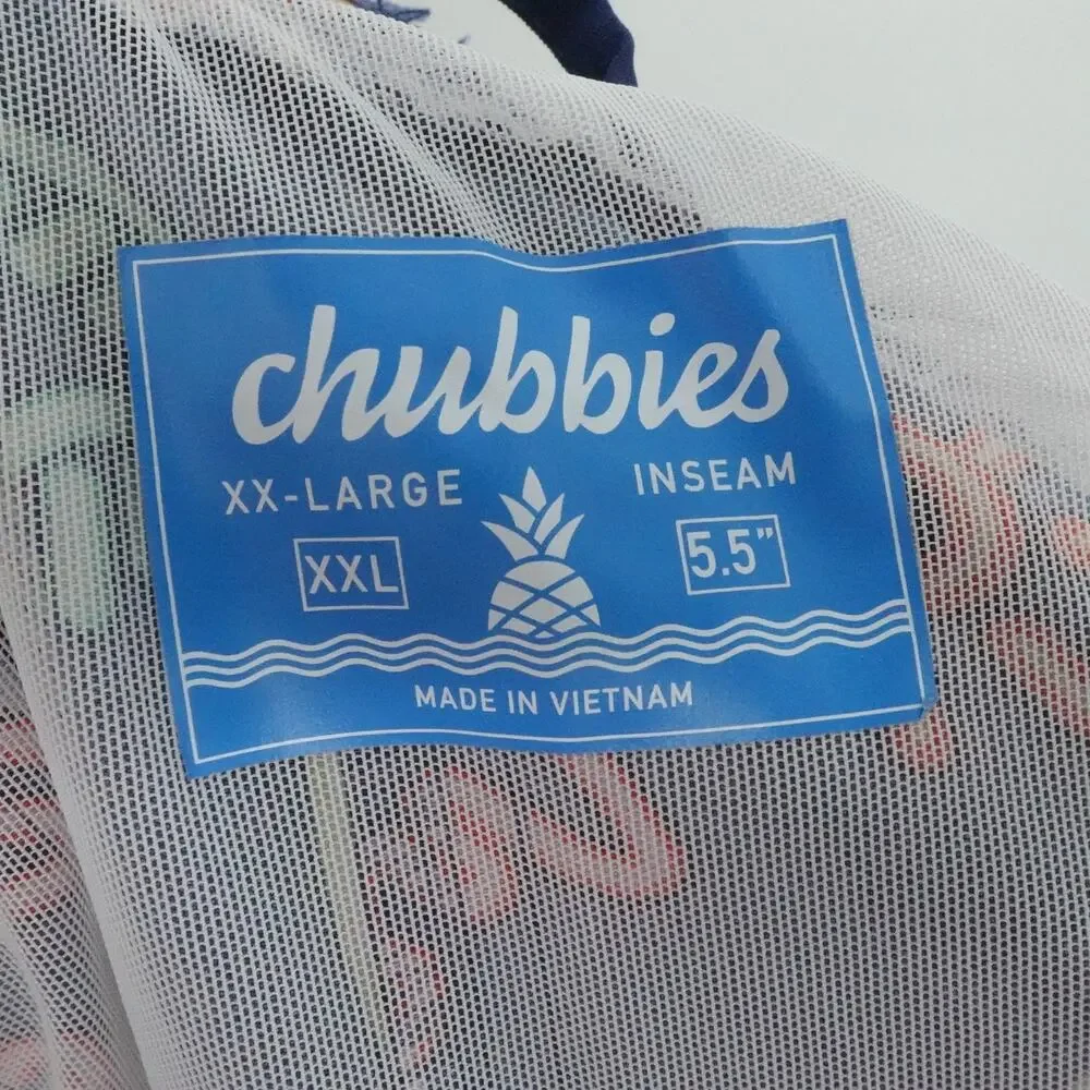 Chubbies Swim Trunks Shorts Mens 2XL Flamingo Palm Tree Neon‎ Print 5.5 Inseam